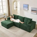108 modernes Sofa, 3-Sitzer-Sofa in L-Form mit Polsterbezug und Kissen, Sofa mit tiefer Sitzfläche, keine Montage erforderlich