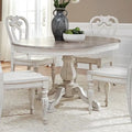 Mesa de jantar redonda com pé central Magnolia Manor e extensões - 2 acabamentos