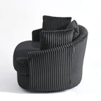 Fauteuil pivotant tonneau surdimensionné de 43 W en velours côtelé moelleux avec accoudoirs encastrés