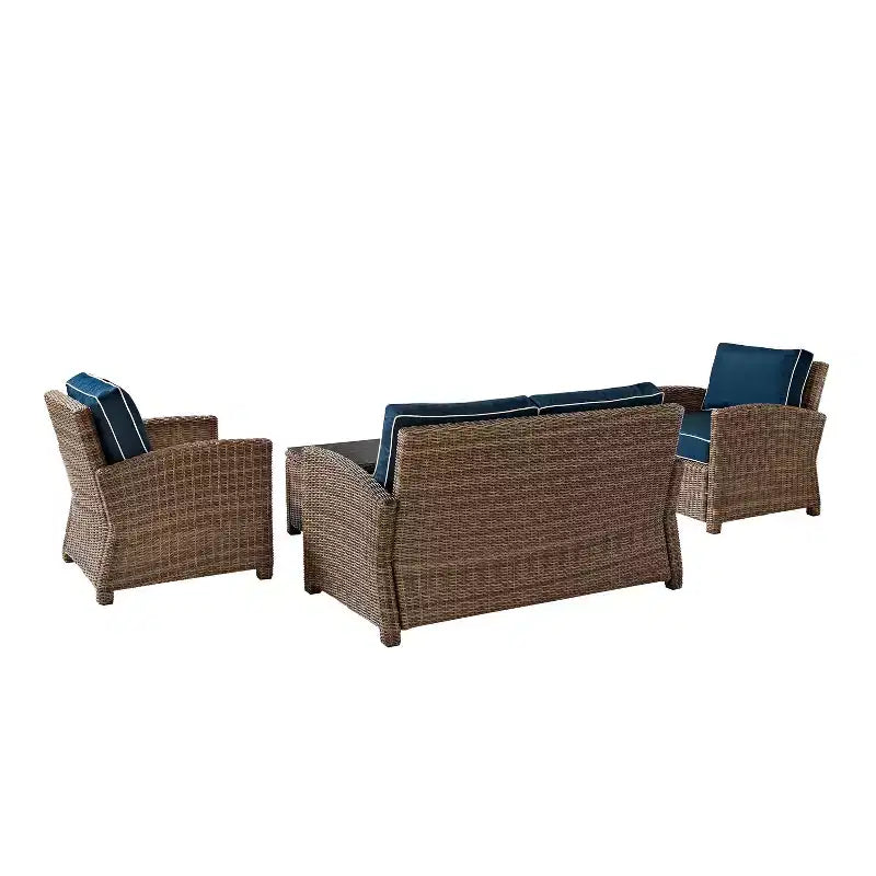 Conjunto de conversação de exterior em vime com 4 peças Bradenton - Crosley