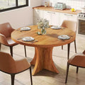 Mesa de jantar redonda Lantine de 47.24 polegadas para 4-6 pessoas, mesa de cozinha estilo quinta com base de pedestal, mesa de jantar pequena para sala de jantar ou sala de estar, castanha