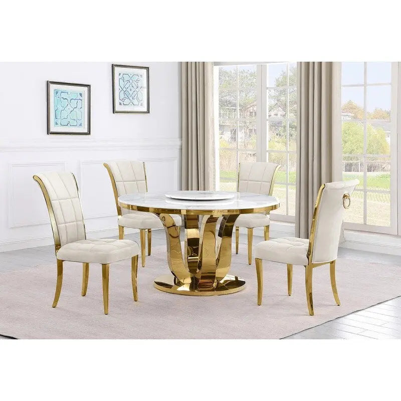 Best Quality Furniture D325-SC324-7 5-teiliges rundes Esszimmer-Set