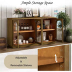 Großes Buffet-Sideboard mit 4 Türen und Glastüren, gewölbter Schrank mit verstellbaren Einlegeböden für die Küche
