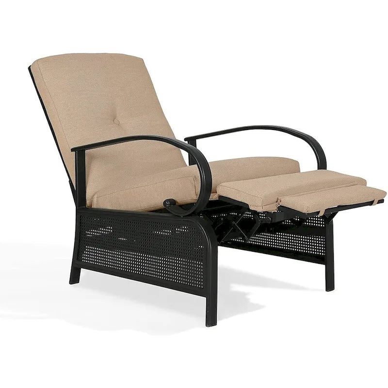 Cadeira reclinável ajustável de exterior, sofá de descanso com almofada - 38 (D) x 26.5 (W) x 38.5 (H) POLEGADAS