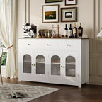Buffet étroit de 140 cm avec rangements, meuble d’appoint avec 3 tiroirs et 4 portes pour cuisine, salle à manger et salon