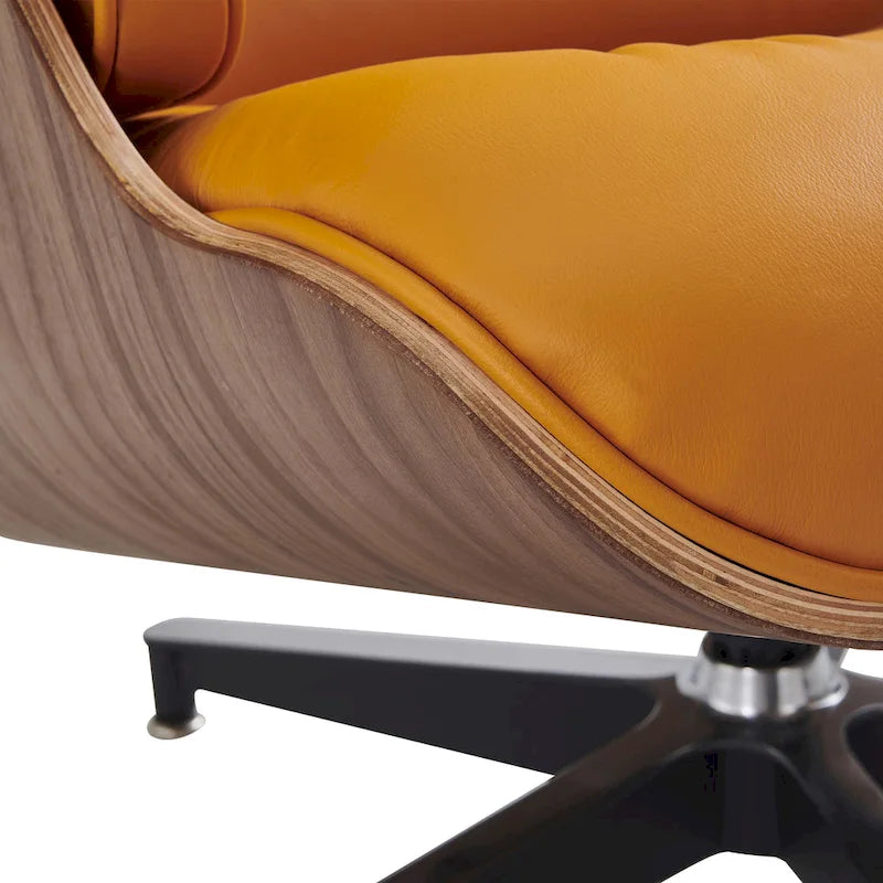 Poltrona lounge reclinabile in pelle dal design moderno di metà secolo