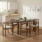Set da pranzo ovale da 7 pezzi per 6 persone, grande tavolo da cucina familiare da 71", con 6 sedie da pranzo imbottite, noce - Christopher Knight Home