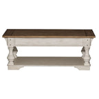 Mesa de apoio Morgan Creek em branco antigo com escovado de arame e detalhes de tabaco