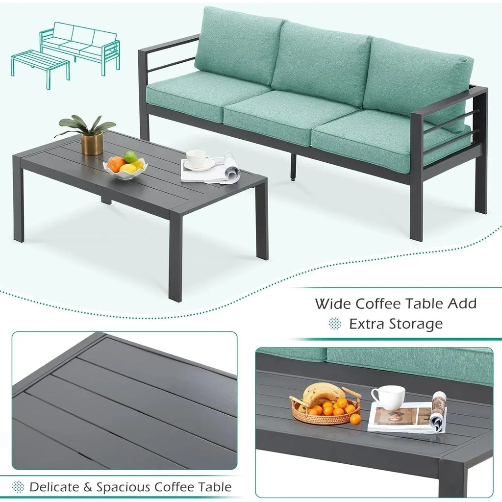 AECOJOY 7-delige aluminium tuinmeubelset voor buiten, loungeset
