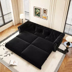 Whisen fluwelen 3-in-1 kingsize slaapbank en converteerbare slaapbank met verplaatsbare hocker, gecapitonneerd ontwerp