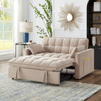 Sofá-cama de 2 lugares 4 em 1 com braços e bolsos de arrumação, sofá-cama extraível multifunções com encosto ajustável