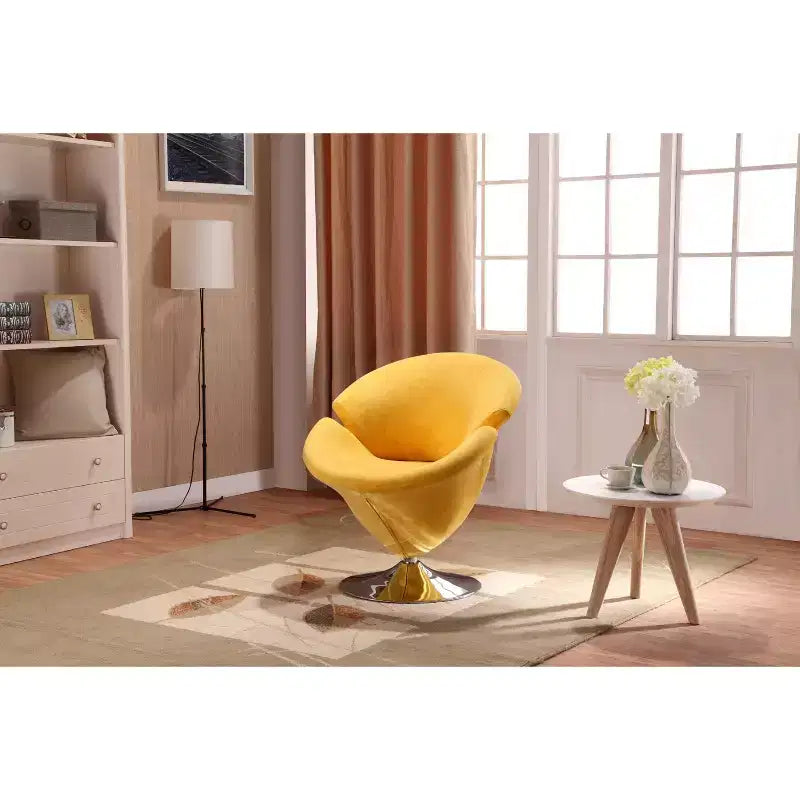 Manhattan Comfort sada 4 otočných akcentových židlí Tulip oranžová/žlutá: sametové čalounění, bez nutnosti montáže
