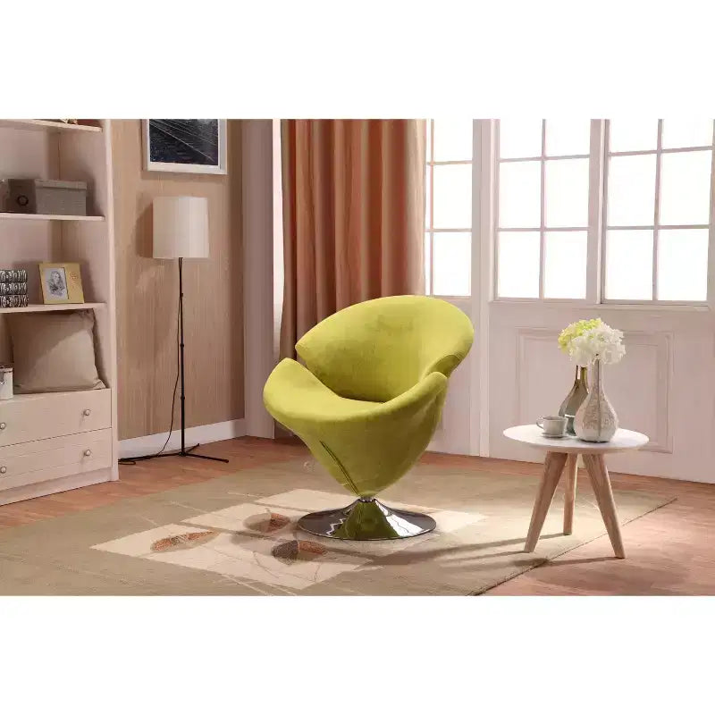 Manhattan Comfort sada 4 otočných akcentových židlí Tulip oranžová/žlutá: sametové čalounění, bez nutnosti montáže
