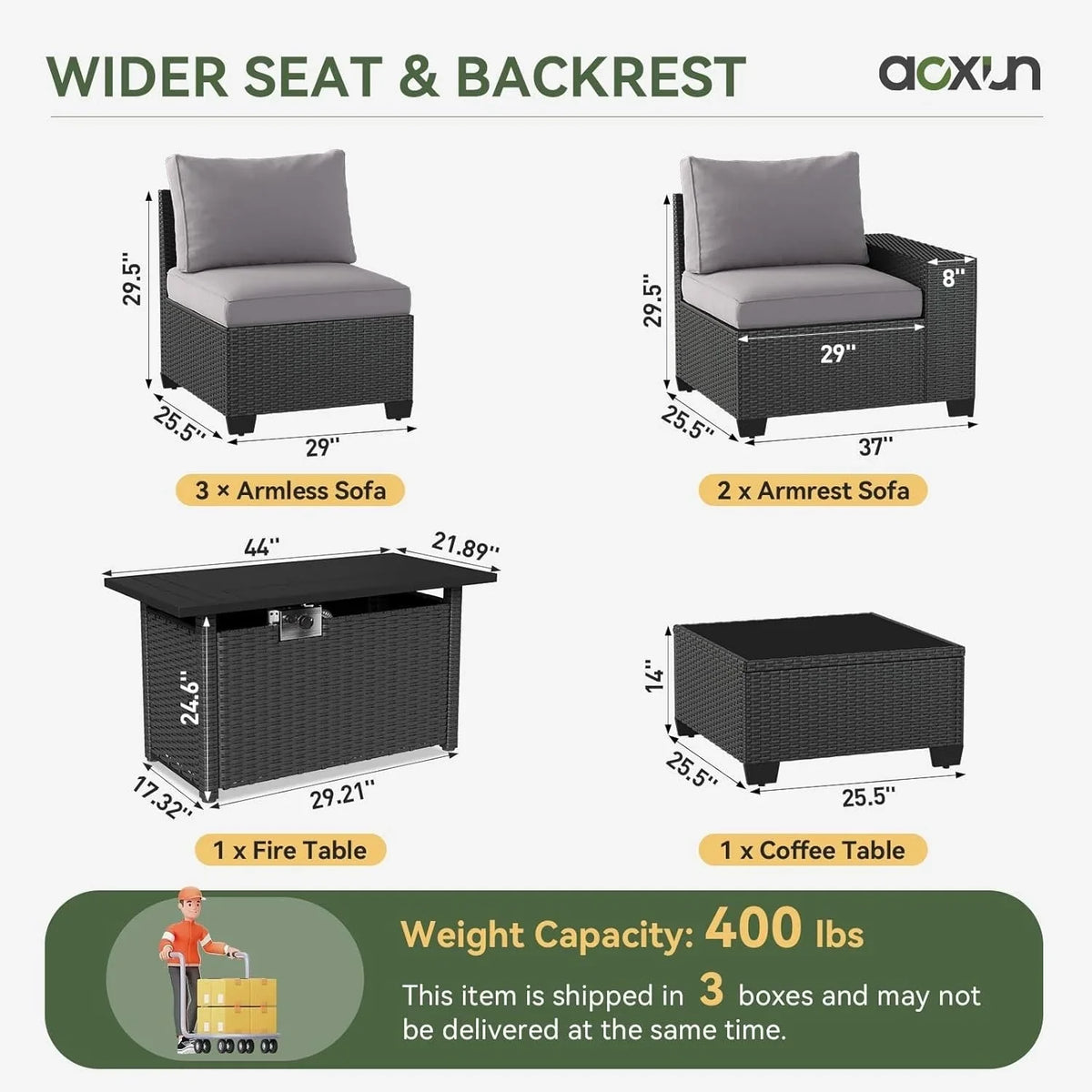 Ensemble de mobilier de terrasse extérieur avec coussins épaissis de 10 cm