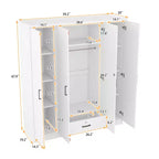 Armoire-penderie en bois à 4 portes avec tringle, 1 tiroir et étagères de rangement