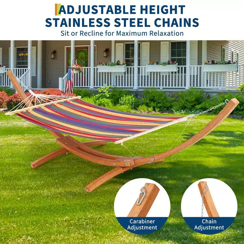 Hängemattengestell aus robustem, wetterfestem Holz, universell einsetzbar, 216 kg Tragkraft, gebogene Form, für Terrasse, Hinterhof und Innenbereich