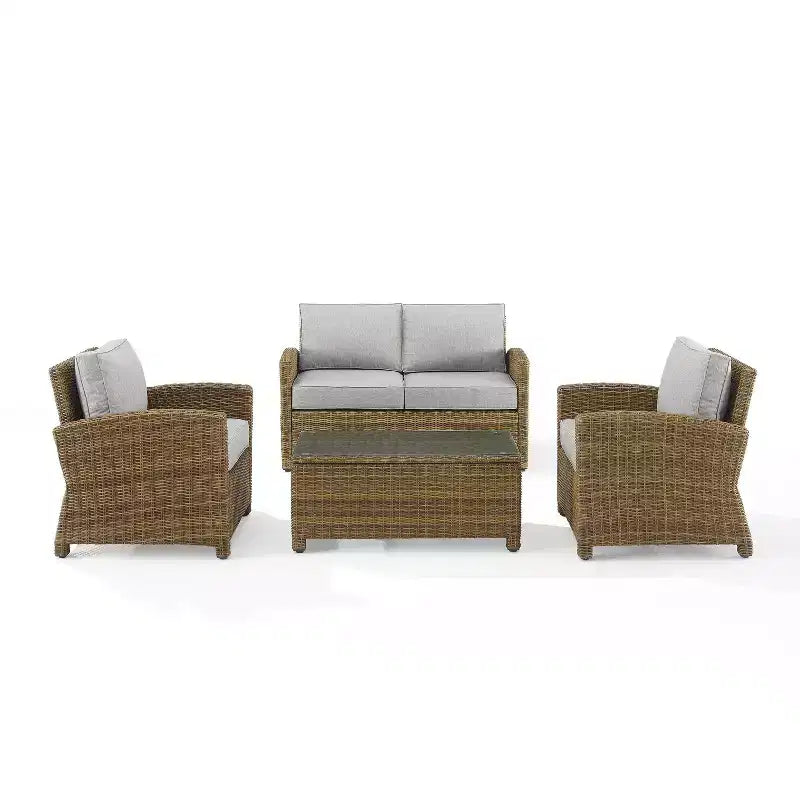Conjunto de conversação de exterior em vime com 4 peças Bradenton - Crosley