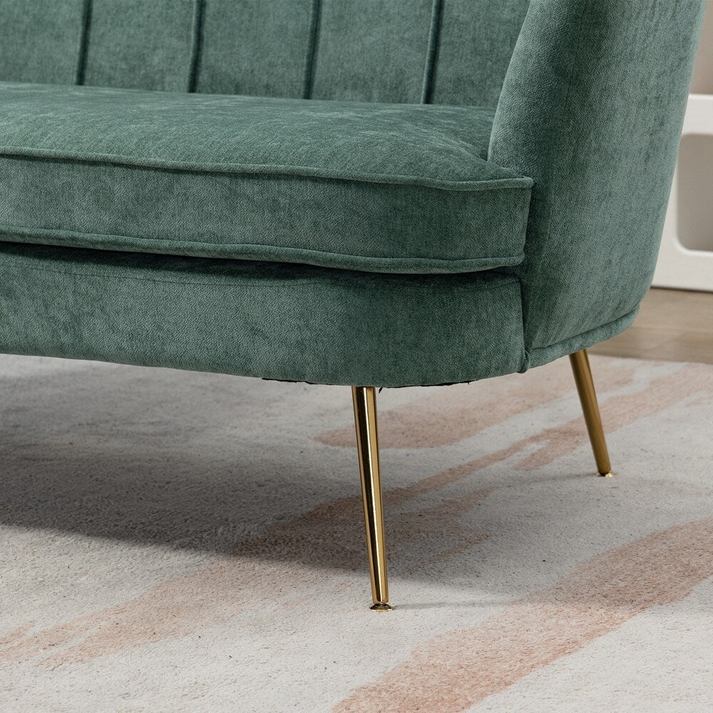 Kleines Mini-Sofa für zwei Personen mit goldenem Metallbein – 2 Sitzplätze