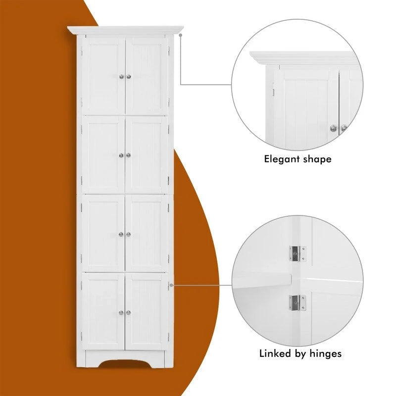 Meuble de rangement d’angle haut avec 8 portes et 4 étagères
