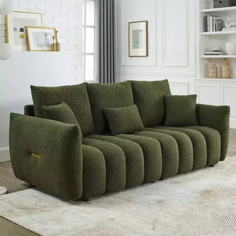 GDFStudio Alanna 79,5 modernes 3-Sitzer-Sofa mit Teddy-Stoffbezug und Kissen