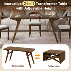 2-in-1-salontafel, uitschuifbare eettafel, tafel met verstelbare hoogte voor thuis en kantoor, ruimtebesparend - ModernLuxe