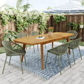 7-teiliges erweiterbares Outdoor-Patio-Essset mit stapelbaren Stühlen und Tisch aus Akazienholz