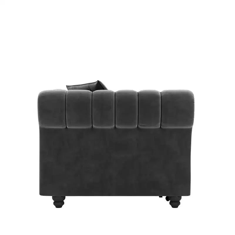 Whisen fluwelen 3-in-1 kingsize slaapbank en converteerbare slaapbank met verplaatsbare hocker, gecapitonneerd ontwerp