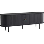 AMERLIFE 70-Zoll-TV-Ständer mit Beinen aus Massivholz, moderne TV-Konsole im Mid-Century-Stil mit Lamellentür