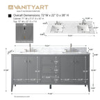 Mobile bagno Vanity Art 72 con doppio lavabo e piano in marmo composito