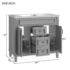 36-Zoll moderner Waschtischunterschrank mit Aufsatzwaschbecken und Spiegelschrank, 2 Türen und 2 Schubladen