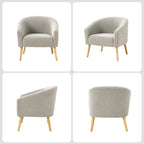 Nowoczesny fotel boucle Sheila 30 W z nogami z litego drewna, zestaw 2 szt., HULALA HOME