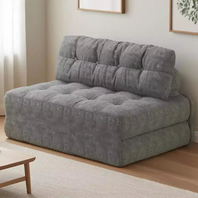 Divano letto futon pieghevole in velluto a coste, poltrona letto trasformabile da pavimento con cuscino e supporto per la schiena