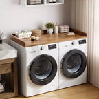 Plan de travail pour lave-linge et sèche-linge, plateau de buanderie avec rebord surélevé et tapis antidérapant pour panier à linge, rangement et organisation de la buanderie