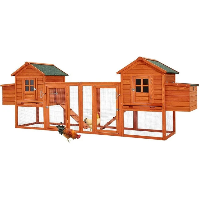 Grand poulailler AECOJOY de 144 po avec parcours, clapier en bois et cage pour volailles