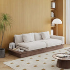 JASIWAY nowoczesna sofa z litego drewna tapicerowana bawełną i lnem