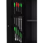 Armoire de rangement de garage à roulettes avec panneau perforé, armoire métallique verrouillable de 72 pouces de hauteur avec 2 portes et 4 étagères réglables pour atelier de garage