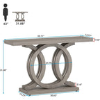 Mesa de consola vintage com base geométrica, mesa de madeira para corredor