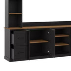 Ensemble mural de centre multimédia de style ferme 4-en-1 ModernLuxe, compatible avec les téléviseurs jusqu'à 70 pouces, meuble TV avec étagères réglables et tiroirs