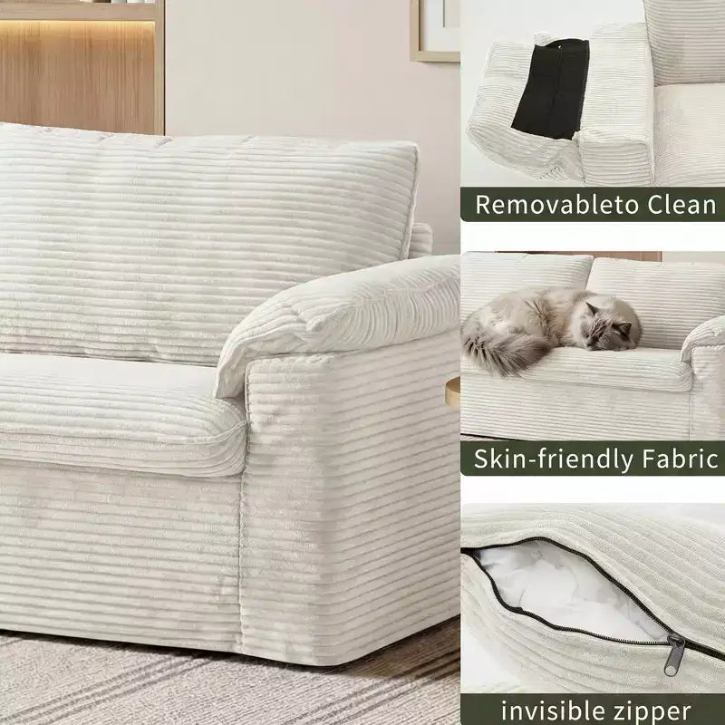 Dyonery 86 Cloud Loveseat-Sofa mit tiefer Sitzfläche und breiten Armlehnenkissen, stabilem Rahmen und atmungsaktivem ergonomischem Design
