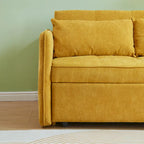 Rozkładana sofa z funkcją spania, tapicerowana żółtą tkaniną szenilową – 39.00 x 53.50 x 31.50