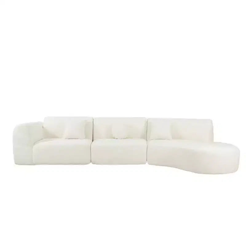 Nowoczesna zakrzywiona sofa modułowa o długości 140 cali z szezlongiem, zestaw 3-elementowy do salonu
