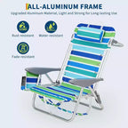 Lot de 2 chaises de plage légères type sac à dos Acekool, chaises pliantes à 5 positions pouvant être étendues à plat pour adultes, avec sangles, porte-gobelet et porte-serviette, supportant 300 lb