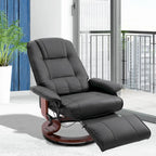 Fauteuil inclinable HomCom en similicuir, réglable, à base pivotante et commande manuelle, avec repose-pieds confortable et relaxant