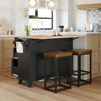 Ensemble îlot de cuisine TOPMAX avec rallonge rabattable et 2 places assises, ensemble table à manger avec étagère réglable, tiroirs et porte-serviettes