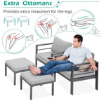 AECOJOY 7-delige aluminium tuinmeubelset voor buiten, loungeset