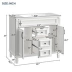 36-Zoll moderner Waschtischunterschrank mit Aufsatzwaschbecken und Spiegelschrank, 2 Türen und 2 Schubladen