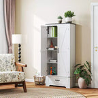 Armoire garde-manger de style champêtre HOMCOM 72 po avec portes de grange, grande armoire de rangement de cuisine avec étagères réglables et tiroir