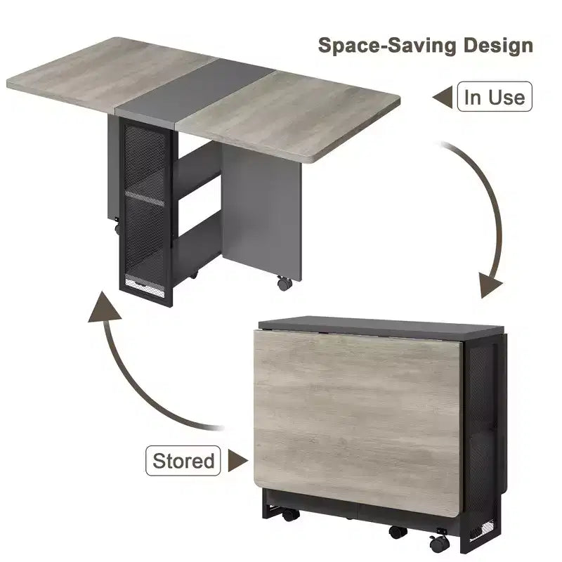 Klappbarer Esstisch für die Küche, platzsparender Esstisch, ausziehbarer Küchen-Klapptisch mit 6 Rädern für kleine Räume
