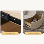Moderner runder Couchtisch, Tischplatte aus Stein, naturbelassenes Holz – 50 x 31,5