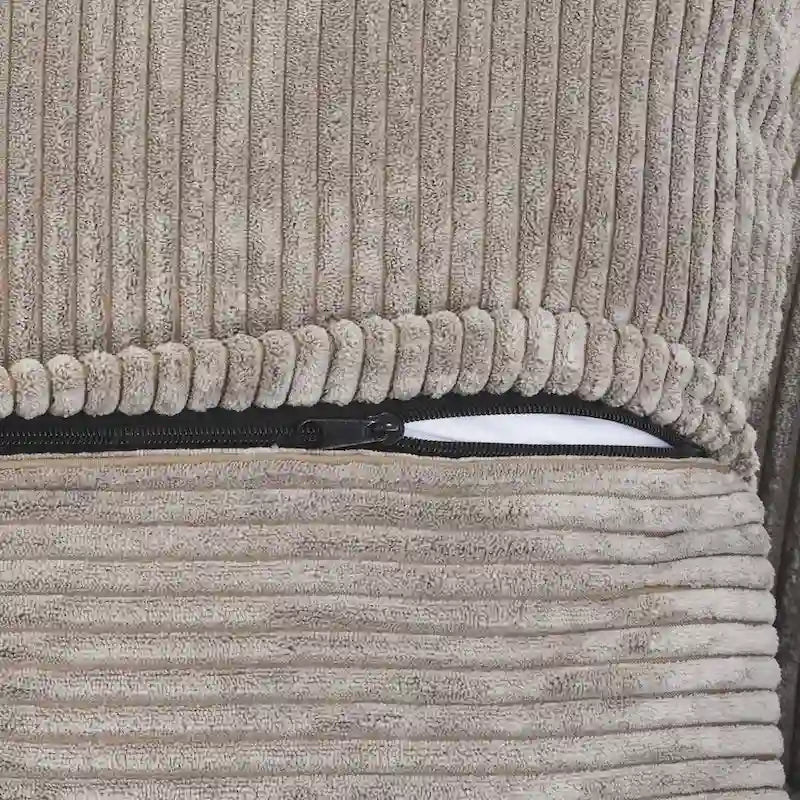 Grand canapé d’angle modulable en velours côtelé, en U, 4 places, avec 2 poufs et 5 coussins